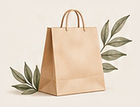 Sac shopping en papier kraft et branches d’olivier
